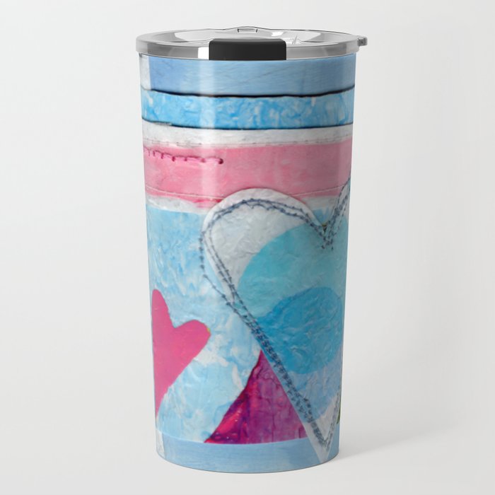 Blue and Pink Hearts Travel Mug