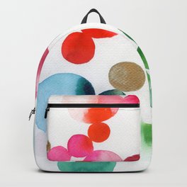 red and green abstract: watercolor dots Backpack