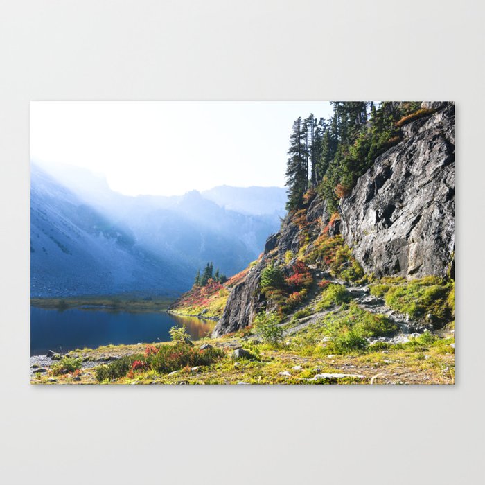 Mountain Sunset Trail Hiking Nature Outdoors Washington Forest Pacific Northwest Wilderness Lake Canvas Print