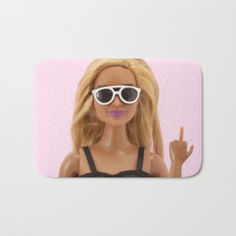 K Bye :) Bath Mat | Pink, Funny, Fun, Photo, Sunglasses, Color, Middlefinger, Rude, Curated, Doll 