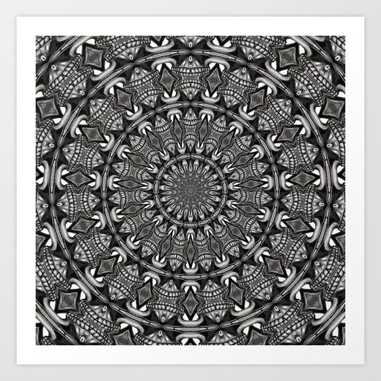Monochrome Mandala Art Print