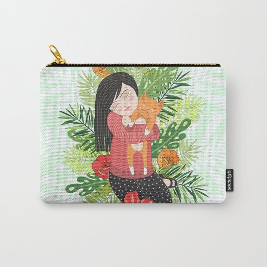 Girl and cat Carry-All Pouch