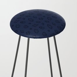 Navy Blue and Black Gems Pattern Counter Stool