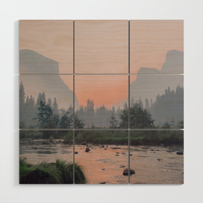 Yosemite Valley Sunrise Pretty Pink Wood Wall Art By