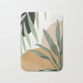 Abstract Art Tropical Leaves 4 Bath Mat | Modern, Shape, Botanical, Line, Minimal, Thingdesign, Illustration, Green, Painting, Jungle 