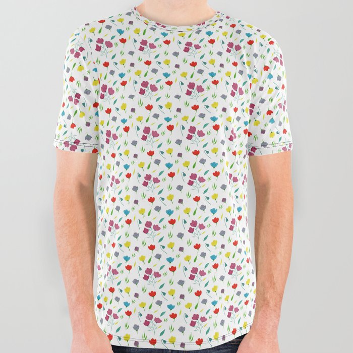 colour full flowers All Over Graphic Tee