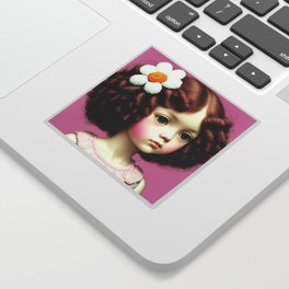 girl with brown curls no.8 Sticker