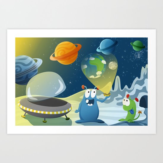Departure for Earth - Space series 1 Art Print