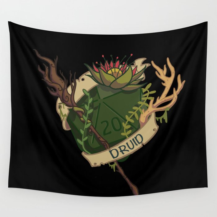 Druid D20 Fantasy Dice  Wall Tapestry