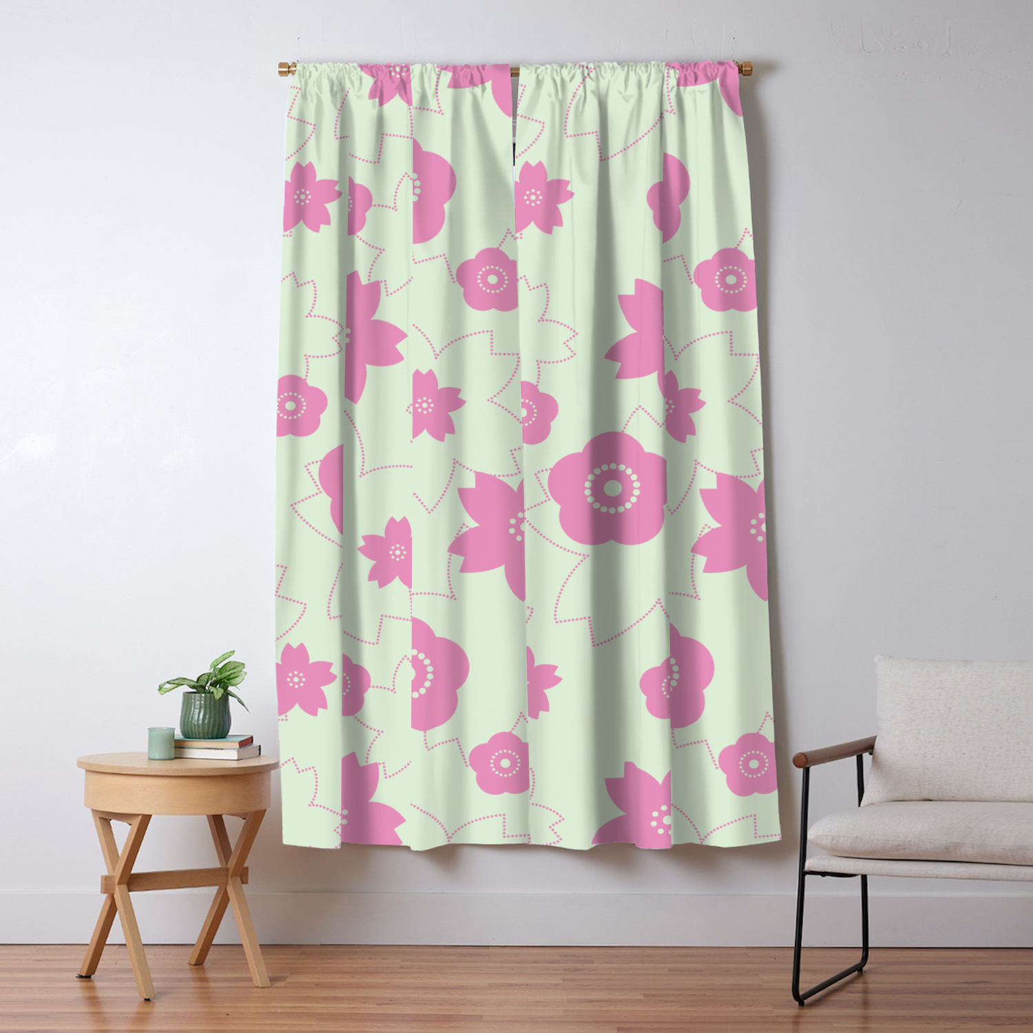 Sakura Blossom Spring Green Blackout Curtain By Shadowisper