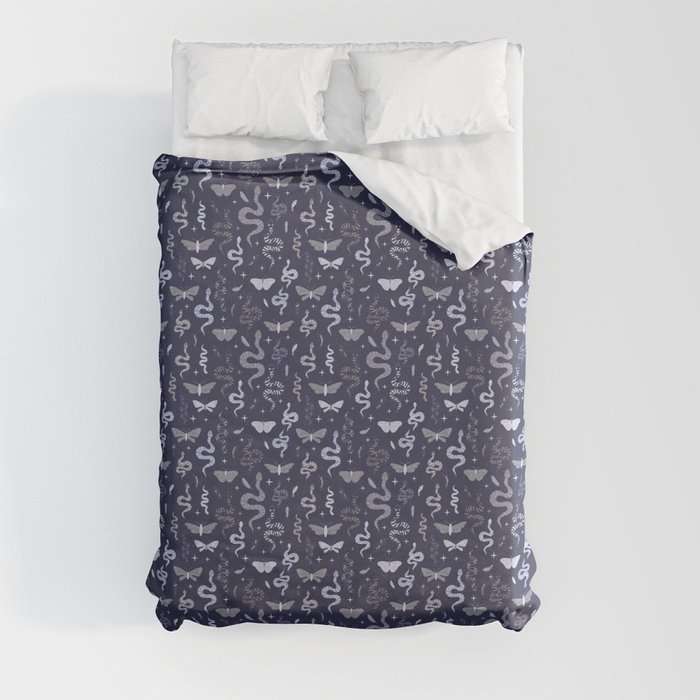 Boho pattern with moth and snake Duvet Cover