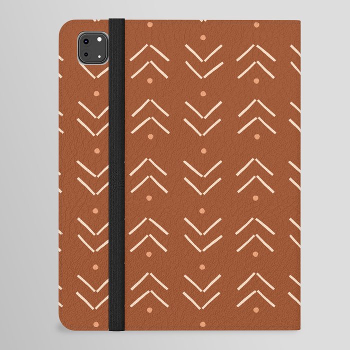 Arrow Geometric Pattern 20 in Terracotta Brown Beige iPad Folio Case
