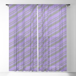 [ Thumbnail: Dim Grey and Purple Colored Pattern of Stripes Sheer Curtain ]