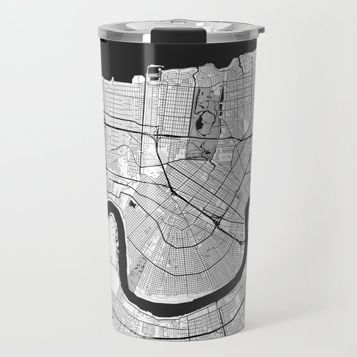 New Orleans Map Gray Travel Mug