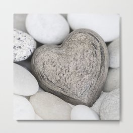 Stone Heart and pebble greige tones Metal Print | Romance, Valentinesday, Pebble, Hygge, Love, Feelings, Nature, Purity, Stone, Smooth 