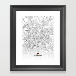 Berlin, Germany - Light City Map Framed Art Print