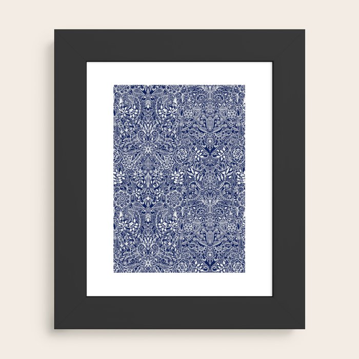 Society6 ケース Navy Blue Floral Doodles on Wood by Micklyn Navy Blue Floral Doodles on Wood Stationery Cards by micklyn