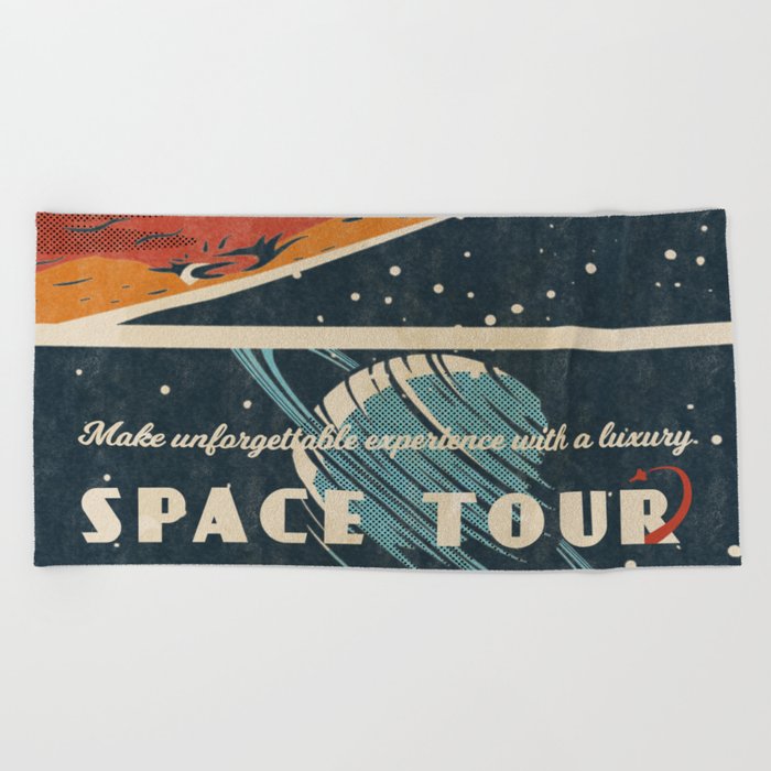 Space Tour - Vintage space poster #1 Beach Towel