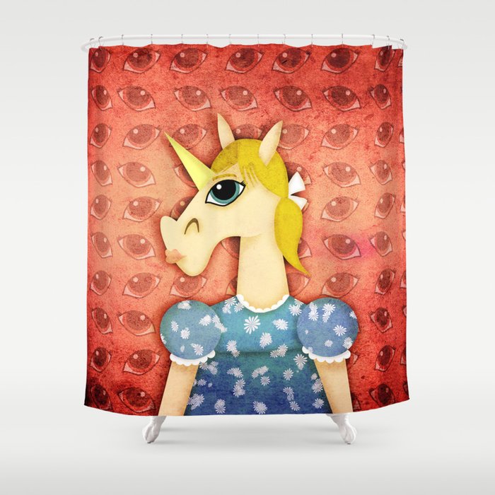 Big Eyes Unicorn Shower Curtain