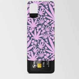 Pink On Navy Retro Modern Cannabis And Flowers  Android Card Case
