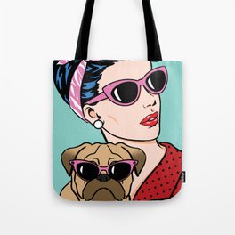 Bitch Please Comic Girl and Pug Pop Art Tote Bag