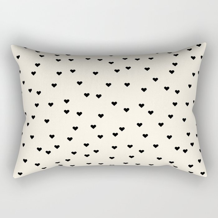 Black hearts on cream background pattern Rectangular Pillow