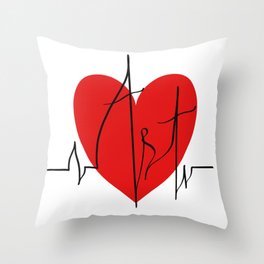 Art lovers illustration/ Hand drawn lettering, Artist's heartbeat monitor Throw Pillow