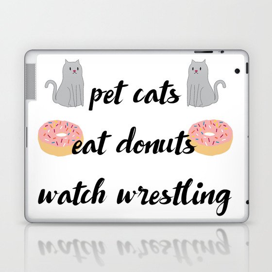 Pet Cats Eat Donuts Watch Wrestling Laptop Ipad Skin By