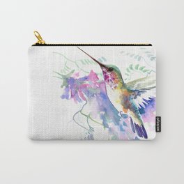 Hummingbird and Soft Purple Flowers Carry-All Pouch