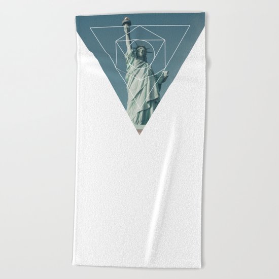 Statue of Liberty - Geometric Photography Beach Towel