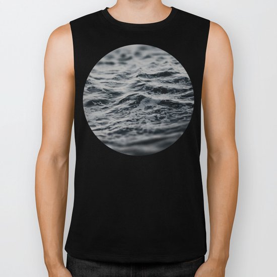 Ocean Magic Black and White Waves Biker Tank