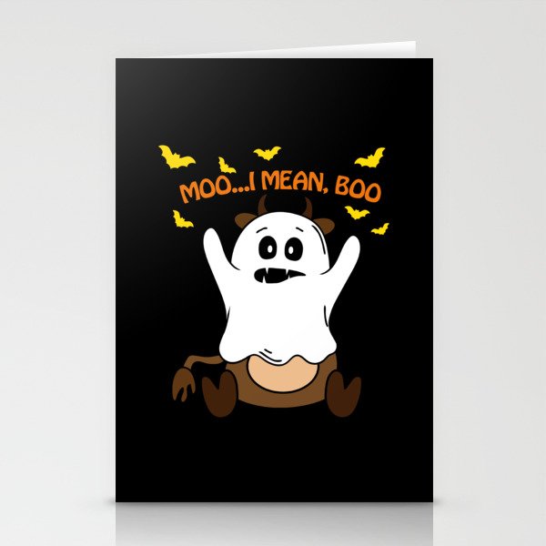 Ghost Cow Moo I Mean Boo Funny Halloween Stationery Cards