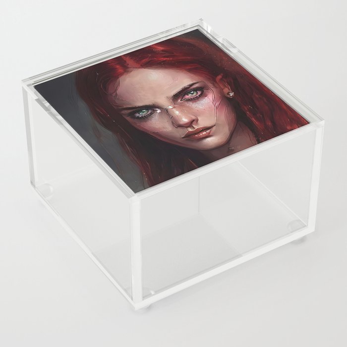 Portrait Angry Red Girl Character Digital Painting Oil Creative Anime Game Essential by Dream Studio Acrylic Box