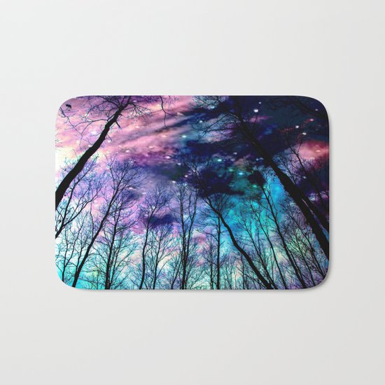 Black Trees Colorful SpacE Bath Mat