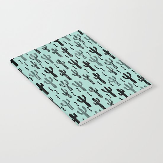 Cactus pattern print mint black minimal geometric modern illustration desert southwest nature Notebook