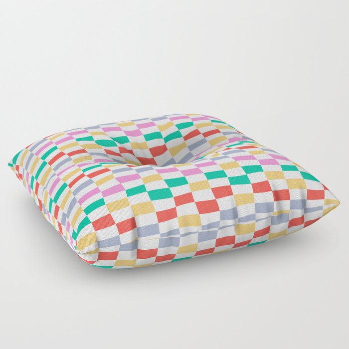 Funky Warped Checkerboard Floor Pillow