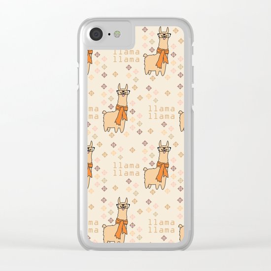 Llama Llama Pattern Clear iPhone Case
