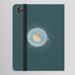 Watercolor Seashell and Blue Circle on Dark Green iPad Folio Case