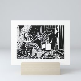 Unique Black and white Drawing: 'Lucia' Mini Art Print