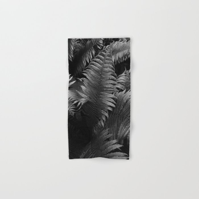 Leaves of green fern nature portrait black and white photograph / photography Hand & Bath Towel