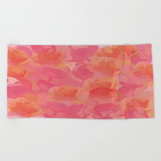 Soft Rose Bouquet Abstract Beach Towel