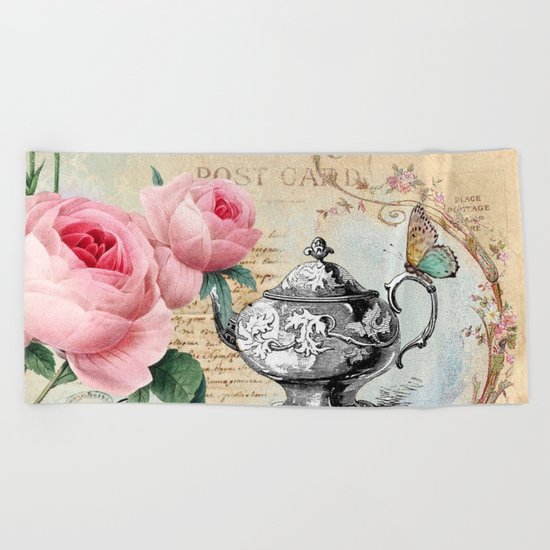 Vintage Flowers #17 Beach Towel