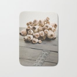 Still life with dried poppy seed pods (3) Bath Mat | Fadedflowers, Poppyseedheads, Naturalcolors, Poppyseedpods, Seed, Poppyseedbulbs, Seespods, Curated, Color, Poppies 