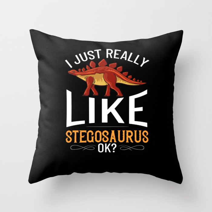 Stegosaurus Dinosaur Fossil Skull Skeleton Throw Pillow