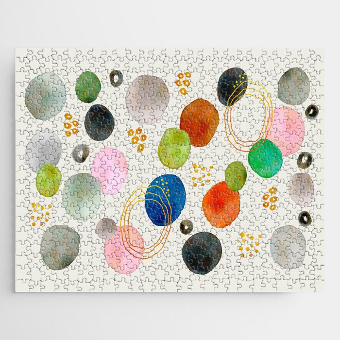 Abstract Pebble Gold Watercolor Art Jigsaw Puzzle