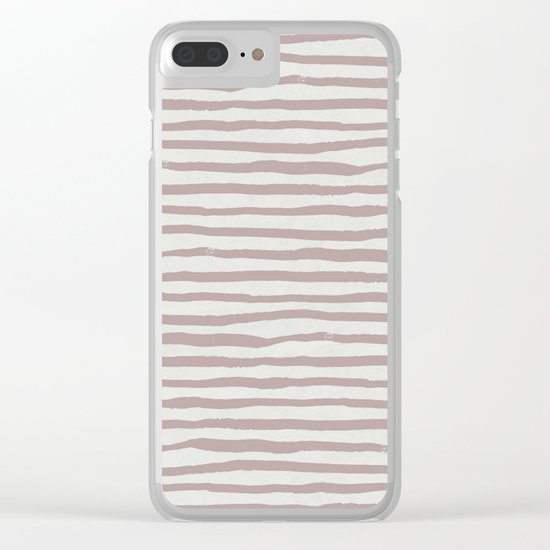 Simply Shibori Stripes Clay Pink on Lunar Gray Clear iPhone Case
