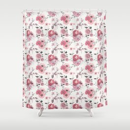 Vintage Pink Floral Pattern Shower Curtain