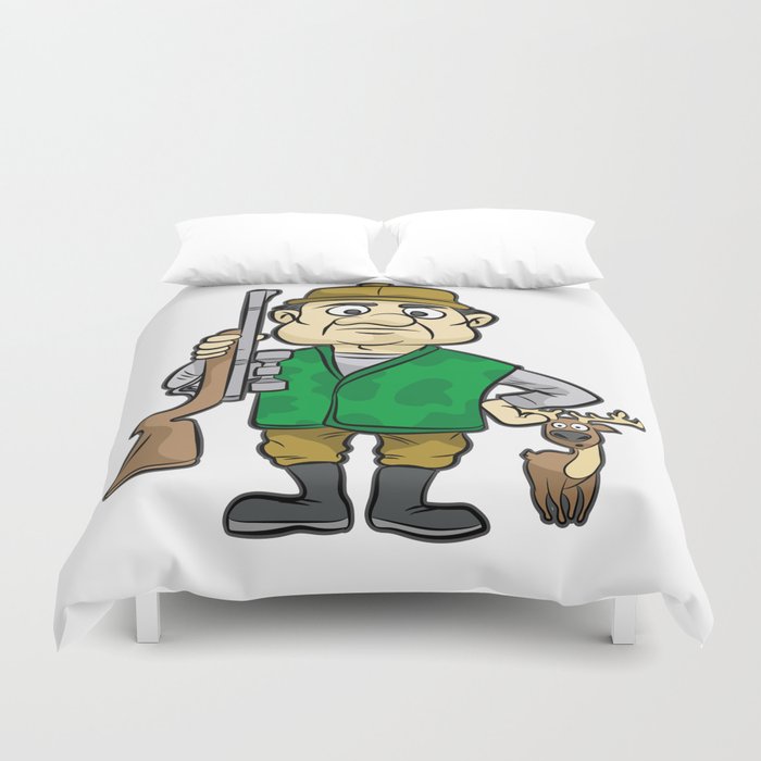 Hunter With Deer Hunting Rifle Forester Warden Duvet Cover By