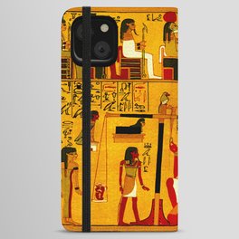 Book of the Dead - The Weighing of the Heart Ritual - Papirus of Ani - Thebes - Egypt - ca. 1250 BCE - New Kingdom - Dynasty XIX - Ancient Egyptian Hieroglyphic Text with Spells, Prayers, and Incantations - Enhanced Version - Amazing Oil painting - iPhone Wallet Case