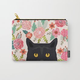 Black Cat florals spring summer animal portrait pet friendly cat lady gifts for her or him cute cats Carry-All Pouch